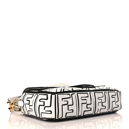 Fendi X JOSHUA VIDES Nappa FF Embossed Baguette White Black 3 of 9
