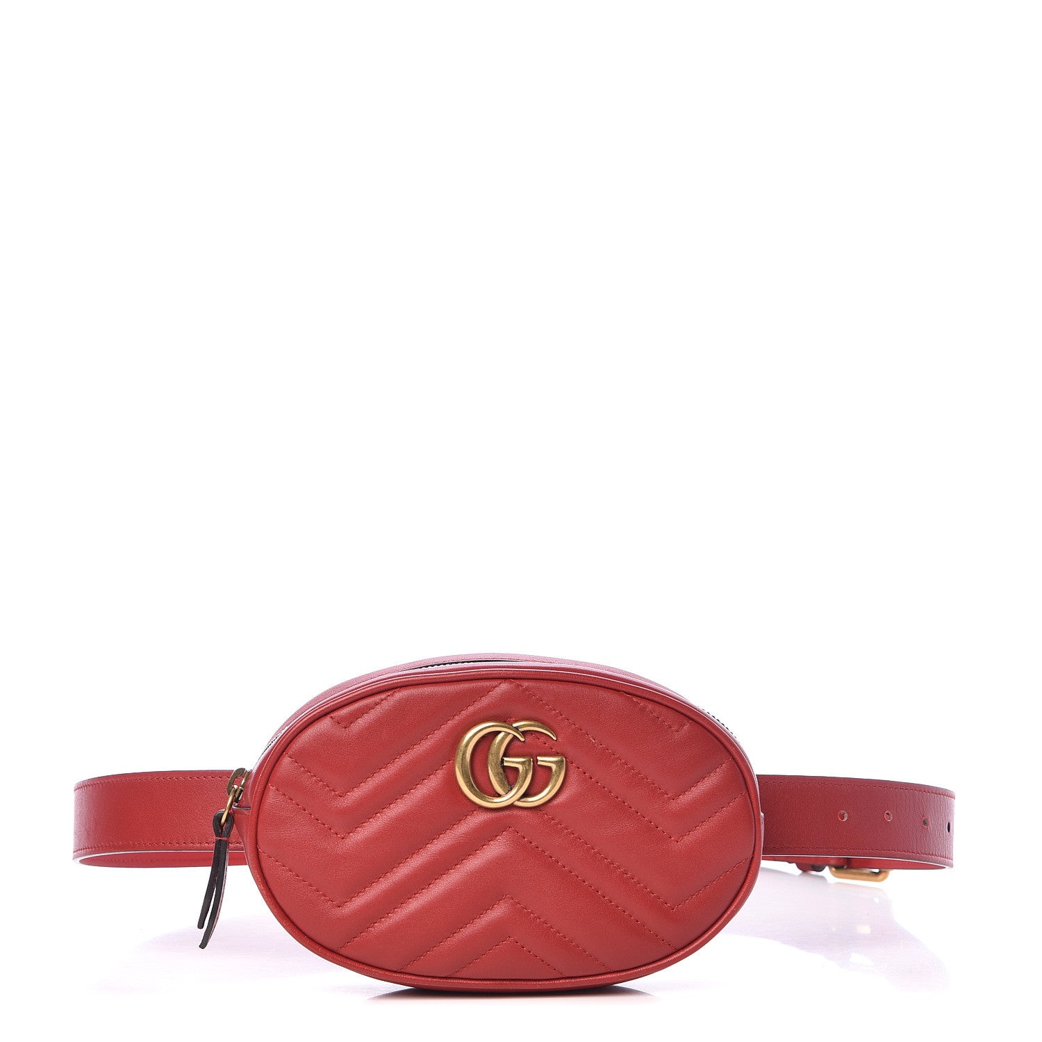 Gucci Calfskin Matelasse GG Marmont Belt Bag 95 38 Hibiscus Red 1 of 11