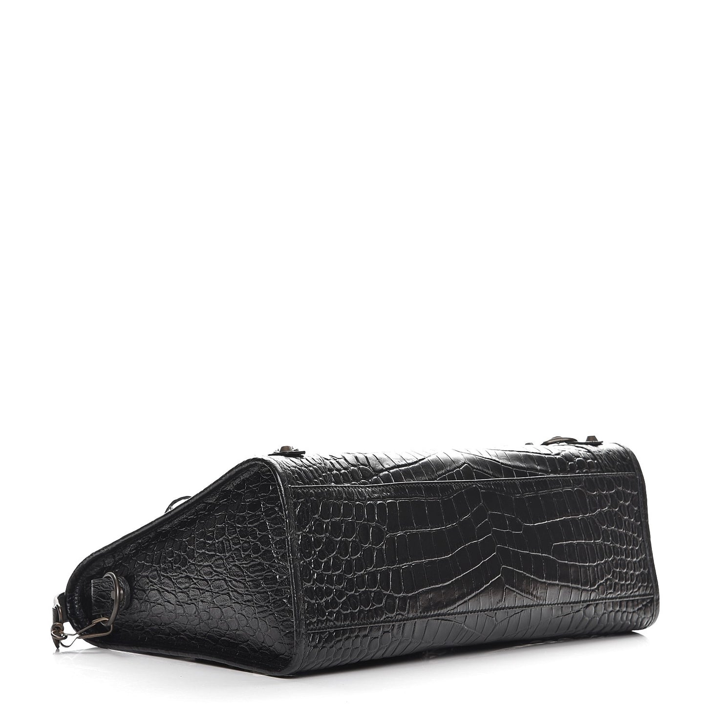 Calfskin Crocodile Embossed Classic Hardware City Black