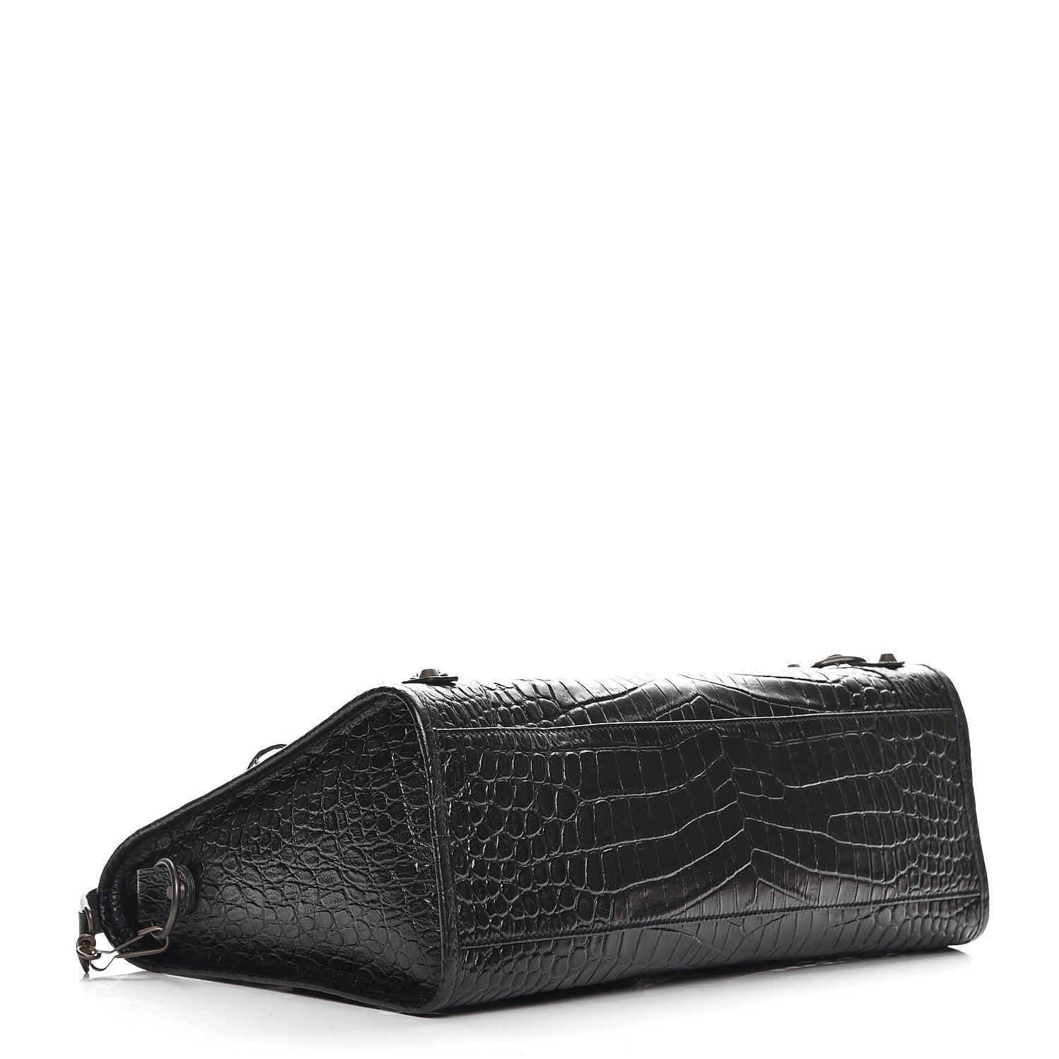 Balenciaga Calfskin Crocodile Embossed Classic Hardware City Black 5 of 10