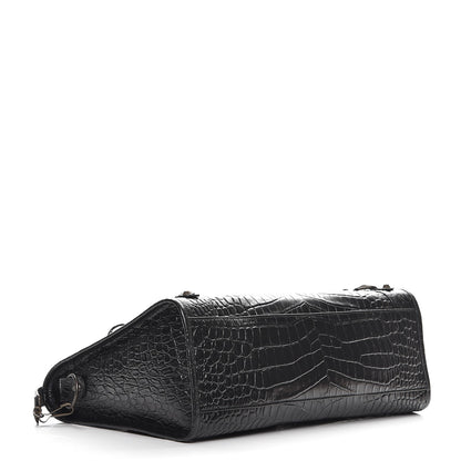 Balenciaga Calfskin Crocodile Embossed Classic Hardware City Black 5 of 10