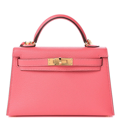 Hermes Chevre Mysore Mini Kelly Sellier 20 Rose Lipstick 1 of 29