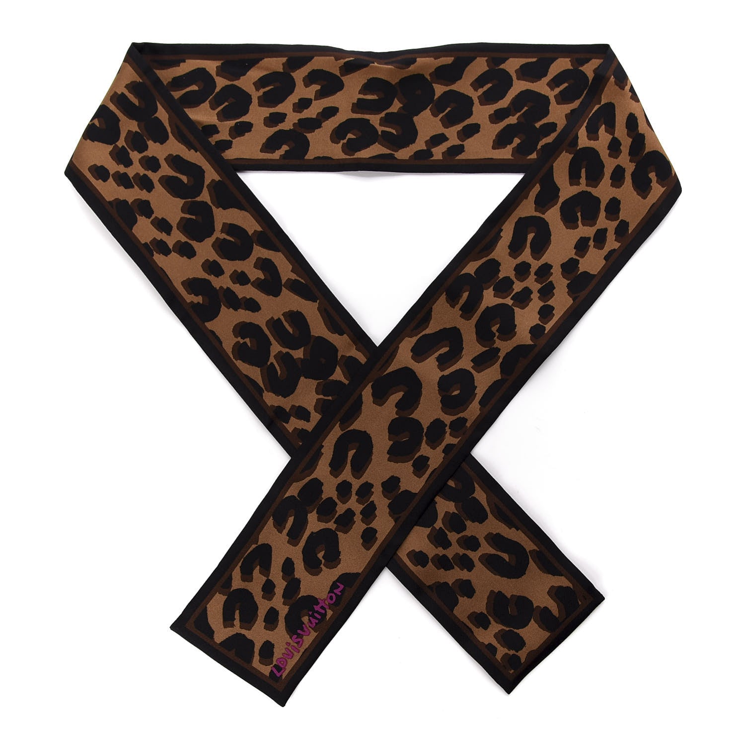 Louis Vuitton Silk Leopard Bandeau Scarf Marron 1 of 4