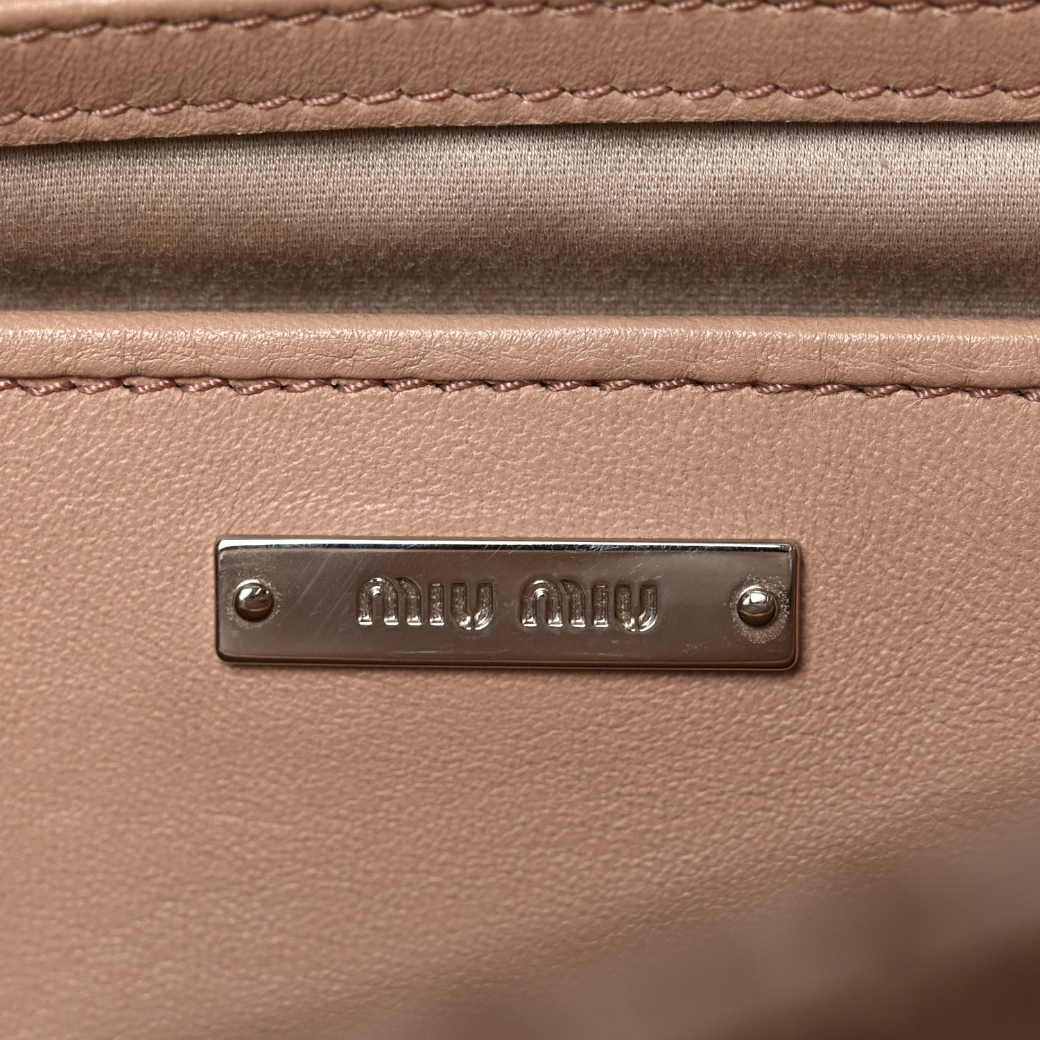 Miu Miu Nappa Matelasse Swarovski Crystal Tote Cammeo 6 of 9