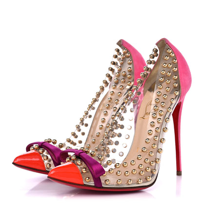 Christian Louboutin Veau Velours Patent PVC Follies Spikes 120 Pumps 37.5 Multicolor 3 of 7