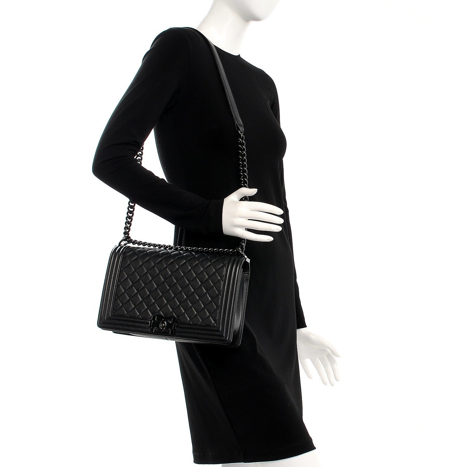 Chanel Caviar Quilted New Medium Boy Flap So Black 2 of 9