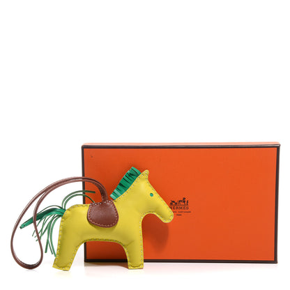 Hermes Milo Lambskin Grigri Rodeo Horse Bag Charm MM Lime Menthe Fauve 4 of 4
