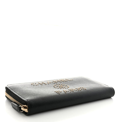 Chanel Caviar Studded Deauville Large Zip Around Wallet Black 4 of 10