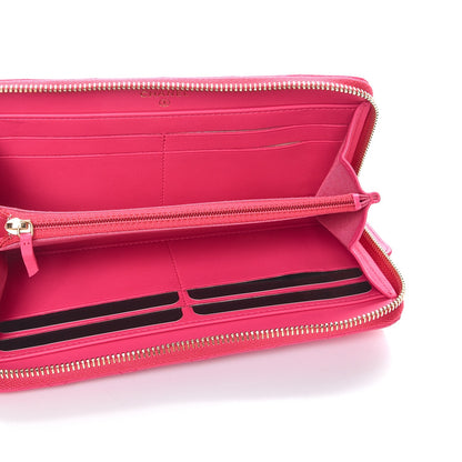 Chanel Lambskin Quilted Large Gusset Zip Around Wallet Fuchsia 5 of 8