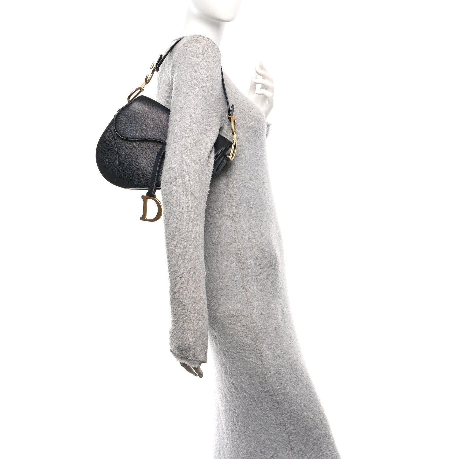 Christian Dior Grained Calfskin Saddle Bag Black 2 of 11