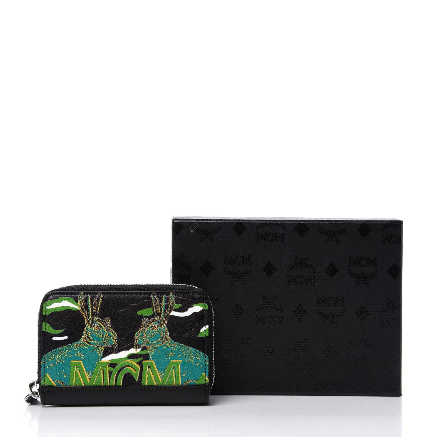 MCM Calfskin Mini Pop Rabbit Zipped Card Wallet Black 9 of 9