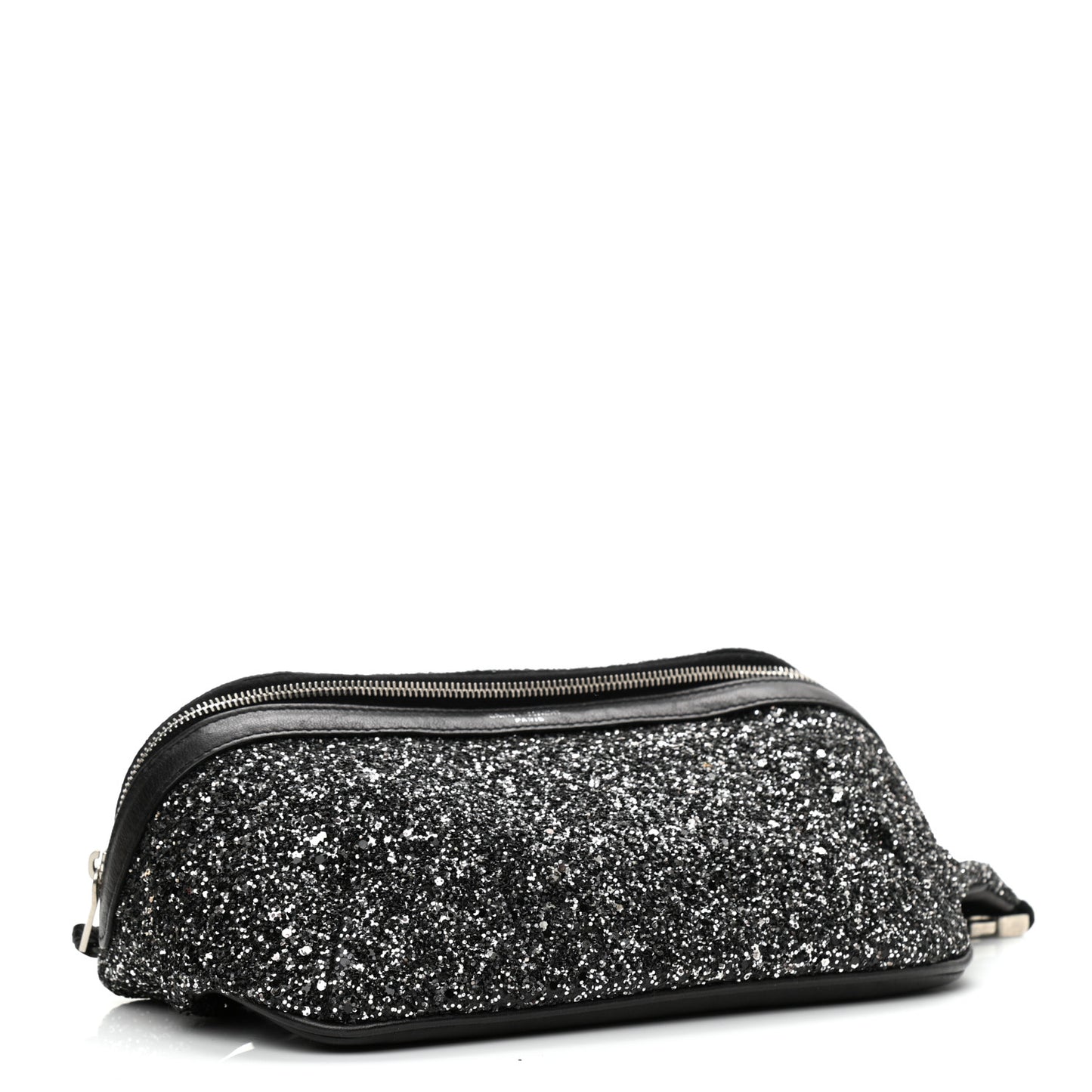 Lambskin Glitter Belt Bag Metallic Black