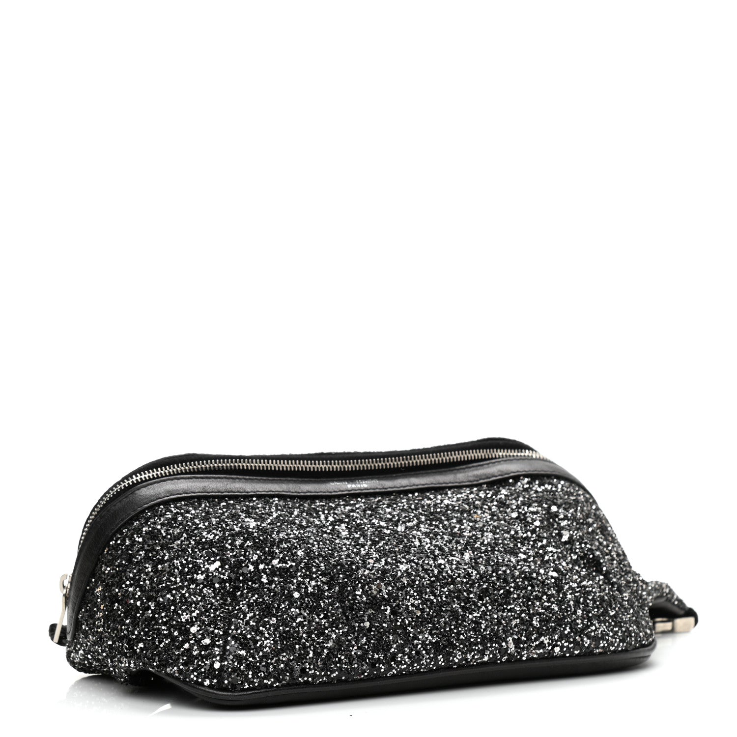 Saint Laurent Lambskin Glitter Belt Bag Metallic Black 4 of 8