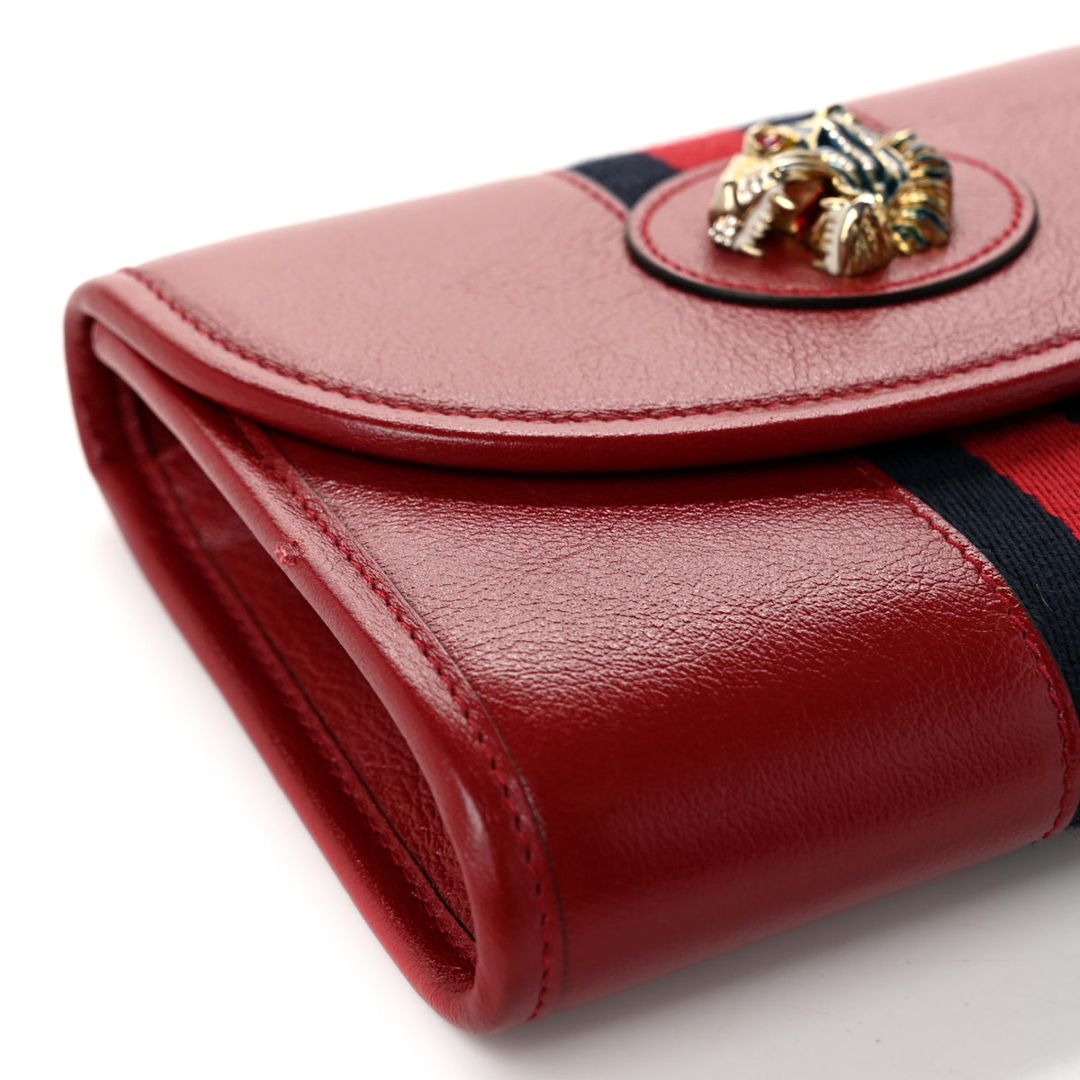 Gucci Textured Calfskin Web Mini Rajah Slim Flap Shoulder Bag Romantic Cherry 11 of 11