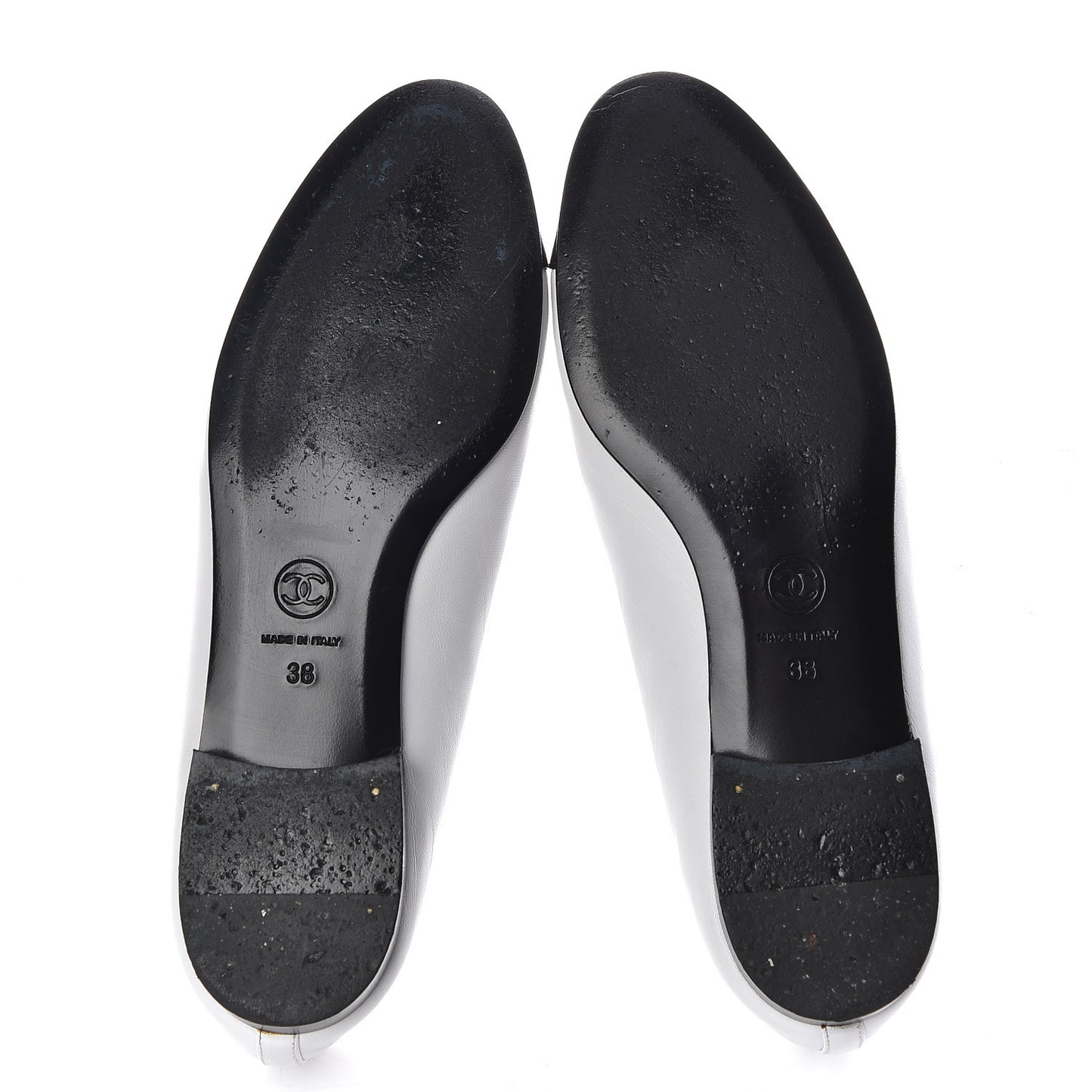 Lambskin Cap Toe Ballerina Flats 38 White Black