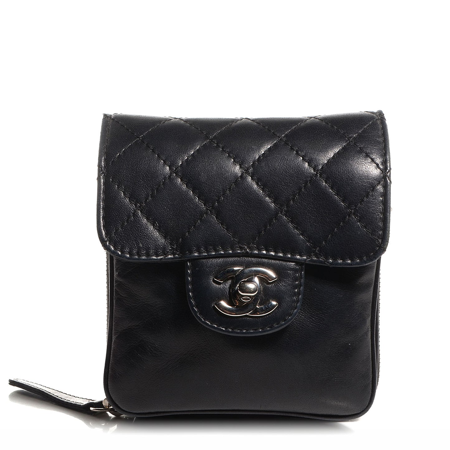 Lambskin Quilted Mini Crossbody Flap Black