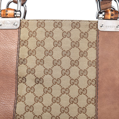 Gucci Monogram Medium Bamboo Bar Tote Brown 10 of 14