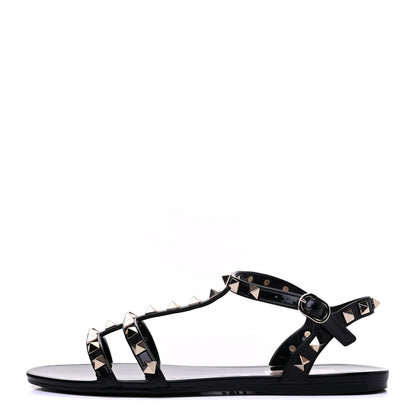 Valentino Garavani PVC Jelly Rockstud Caged Sandals 36 Black 1 of 10