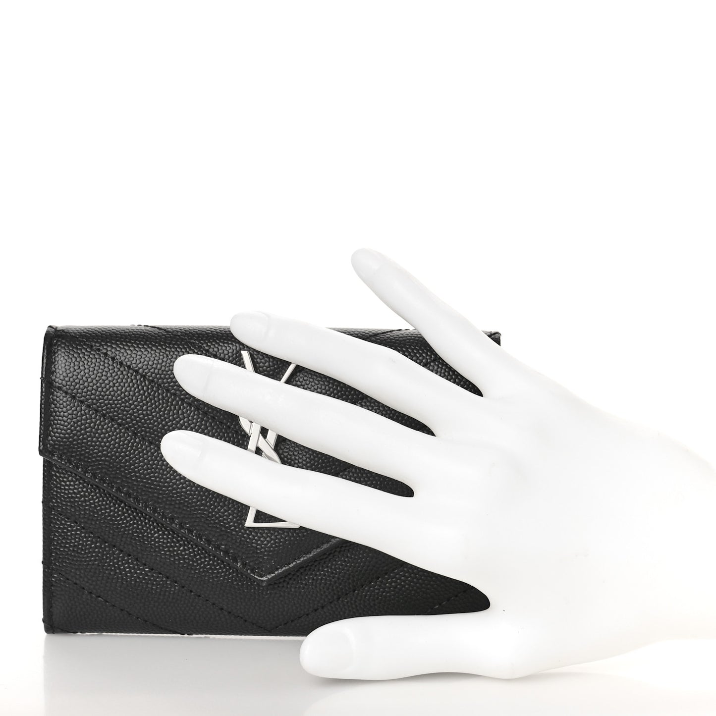 Grain De Poudre Matelasse Chevron Small Monogram Envelope Wallet Black