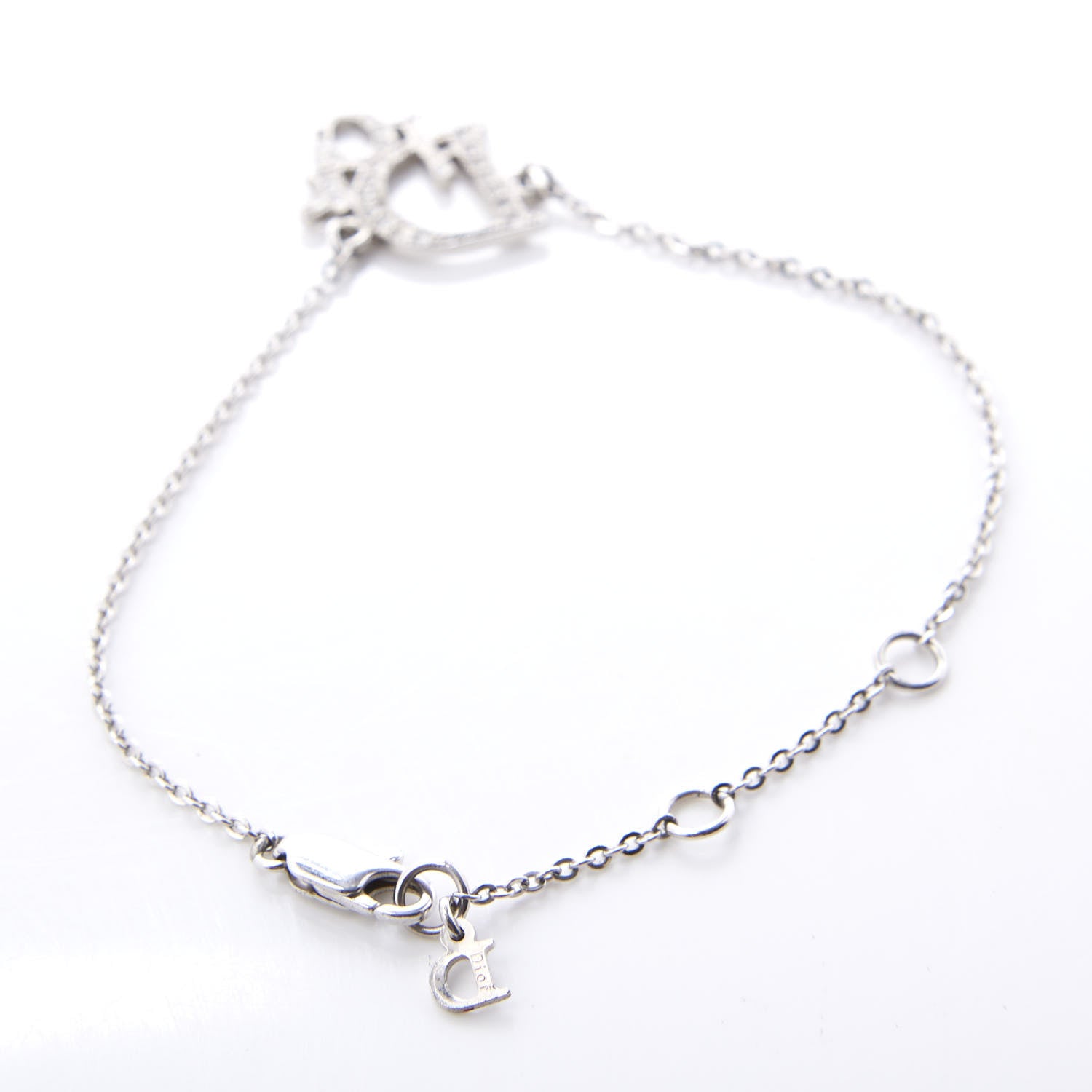 Christian Dior Crystal Logo Bracelet Silver 2 of 4