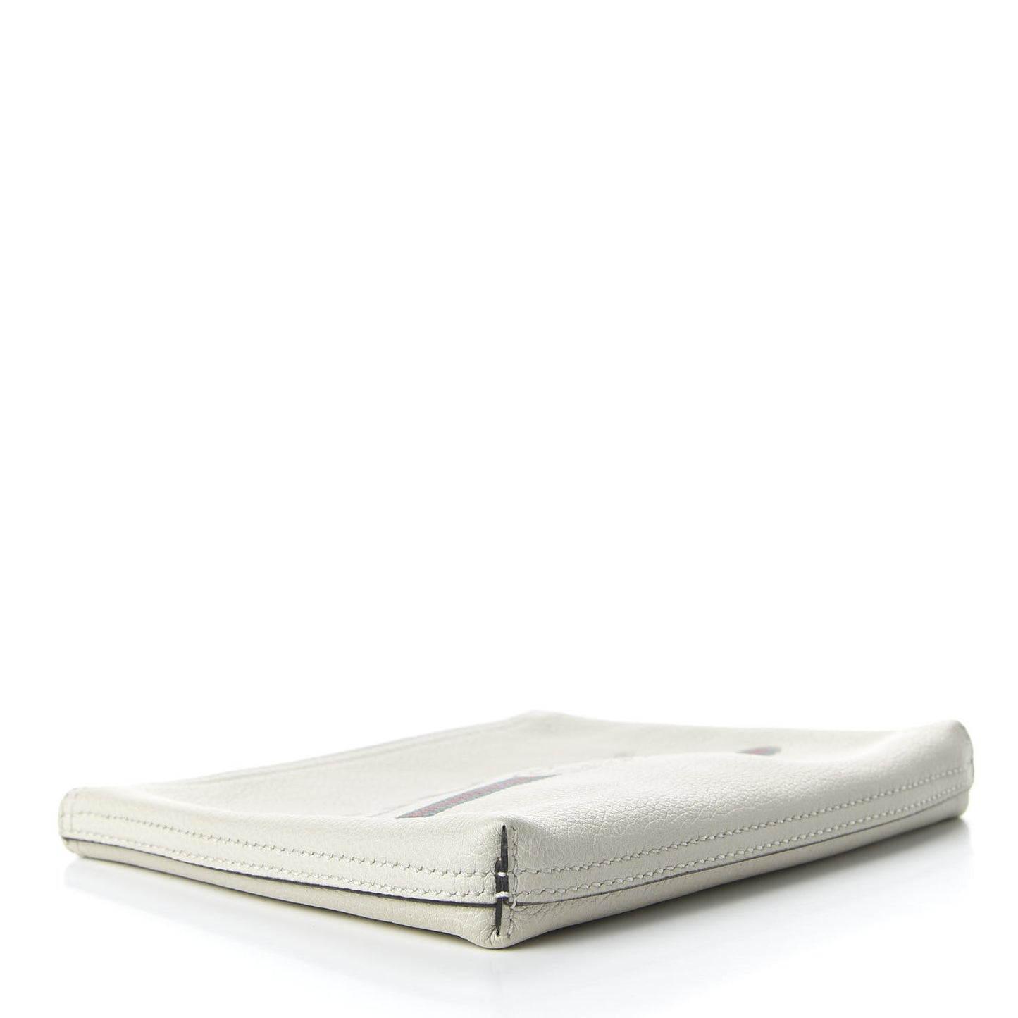 Pebbled Calfskin Medium Logo Portfolio Clutch White
