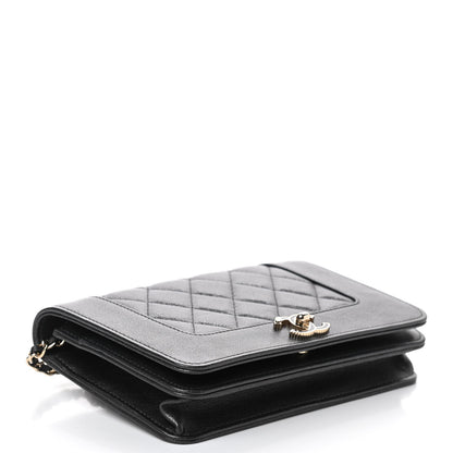 Chanel Sheepskin Quilted Mademoiselle Vintage Wallet On Chain WOC Dark Grey 4 of 11