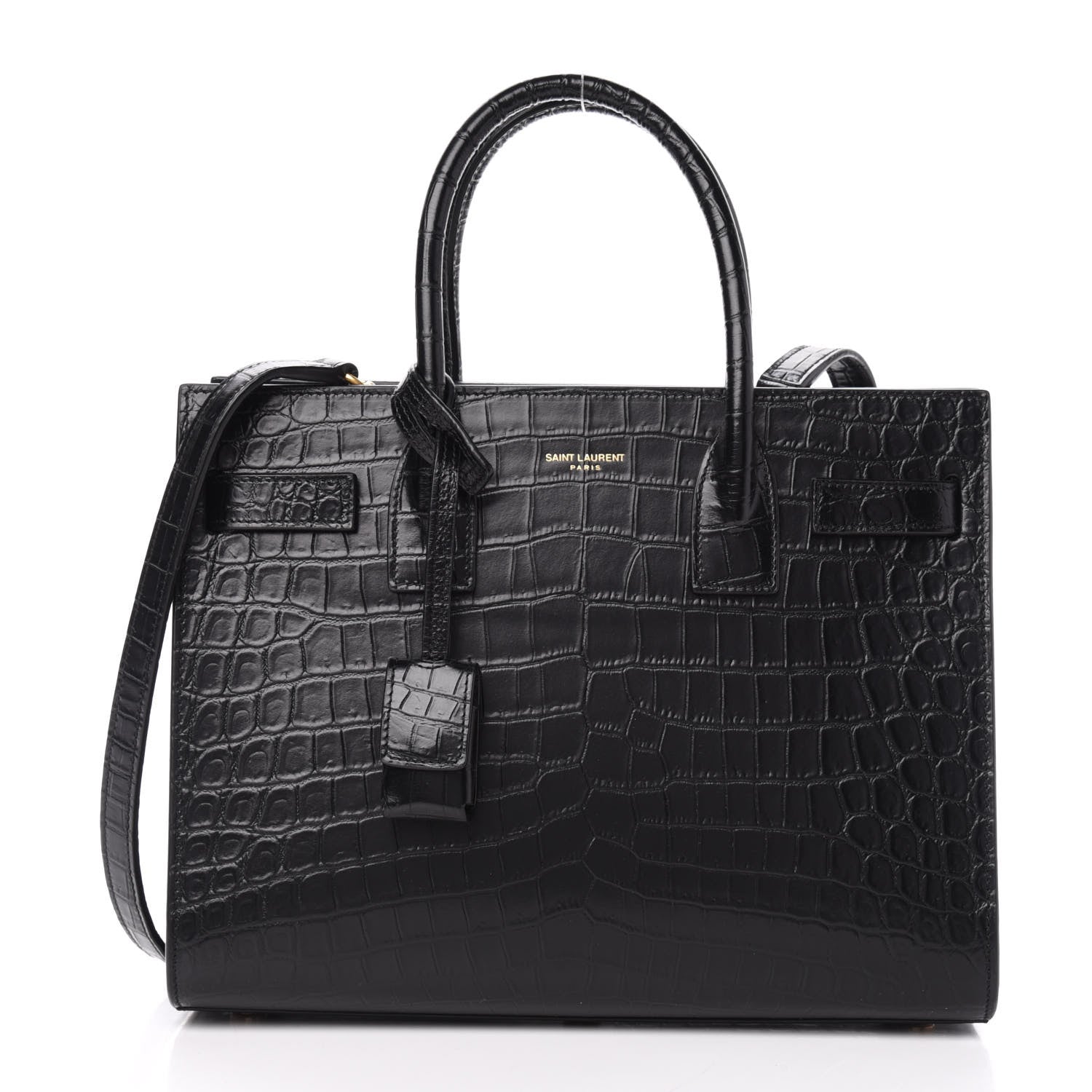 Saint Laurent Calfskin Crocodile Embossed Baby Sac De Jour Black 1 of 11