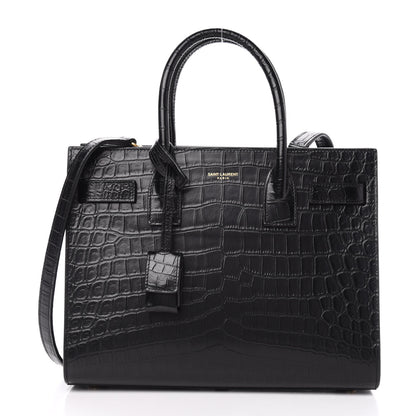 Saint Laurent Calfskin Crocodile Embossed Baby Sac De Jour Black 1 of 11