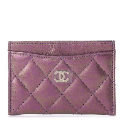 Chanel Iridescent Lambskin Quilted Card Holder Purple 1 of 9