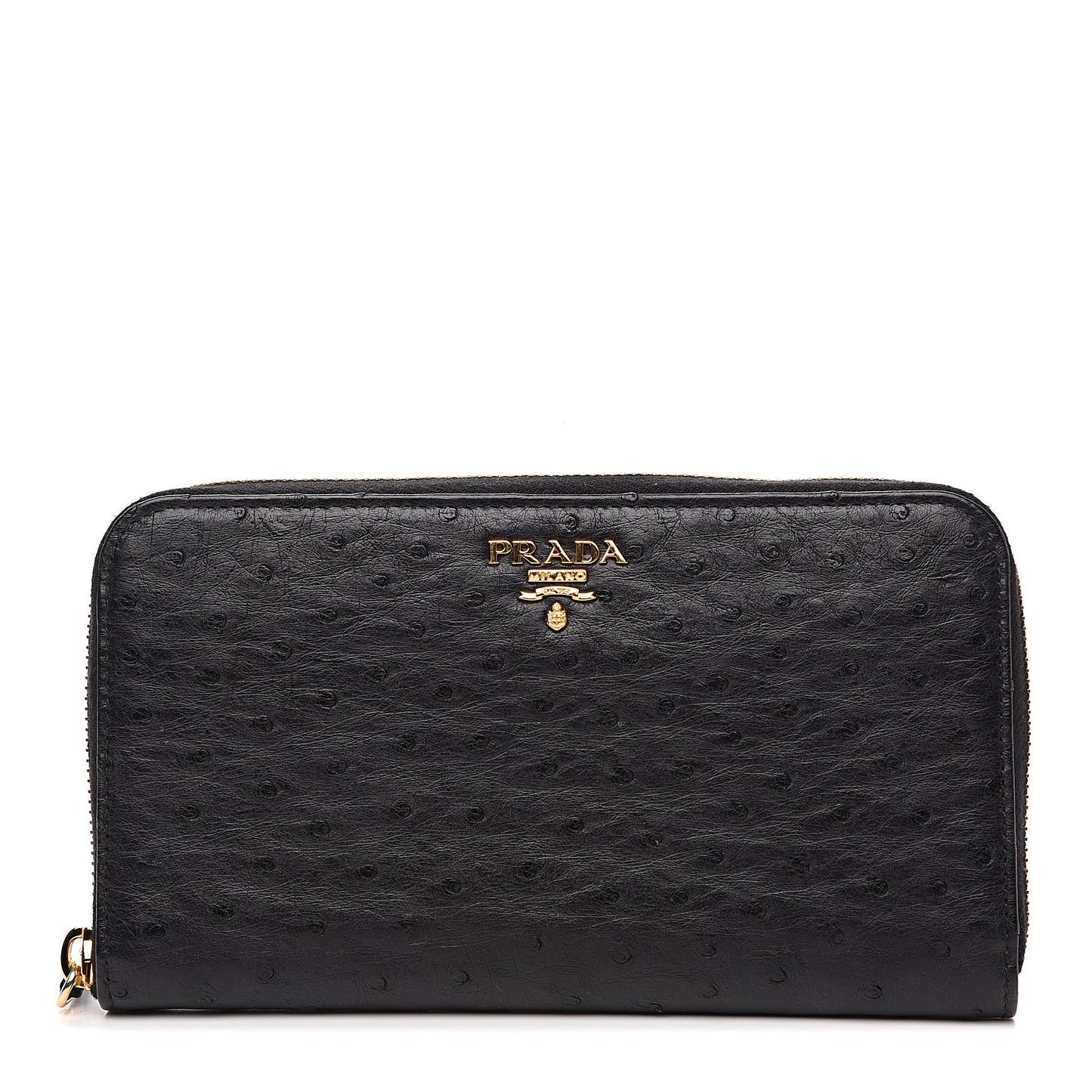 Ostrich Zip Around Wallet Black