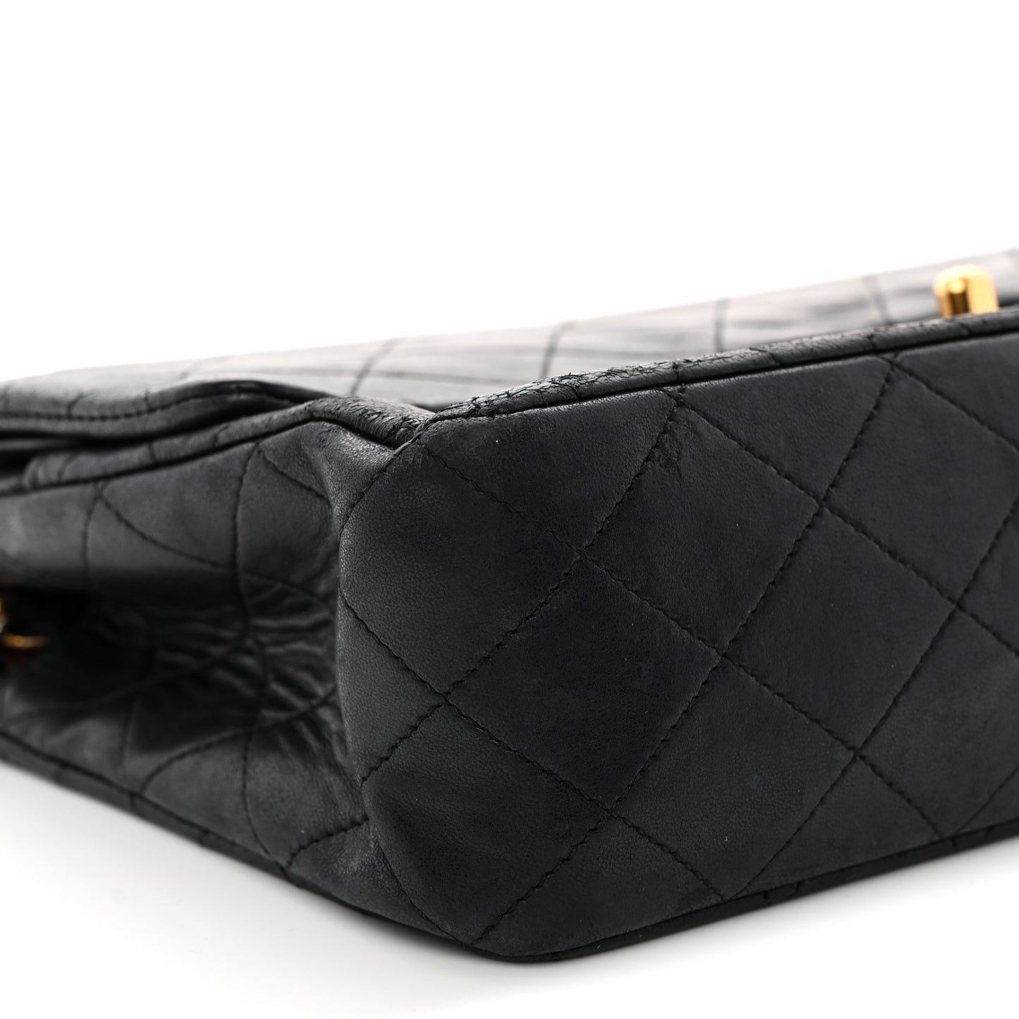 Lambskin Quilted Medium Double Flap Black