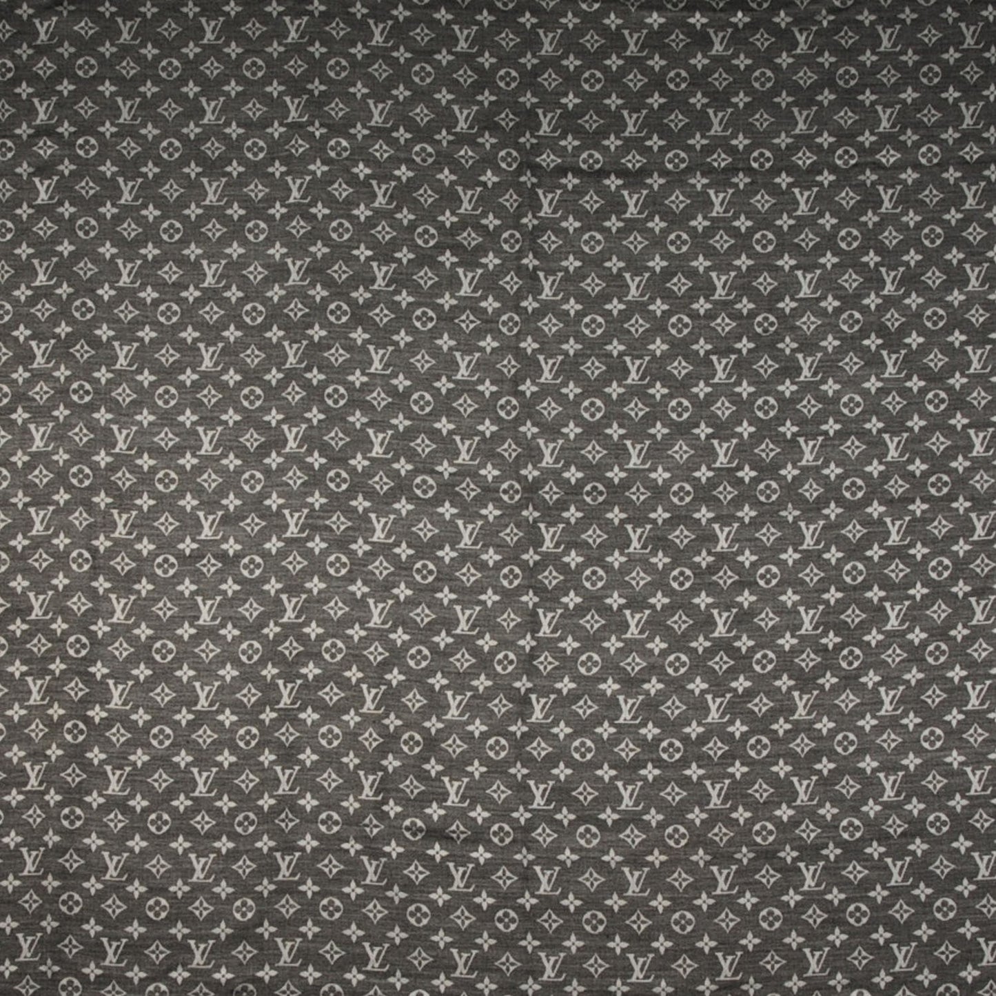 Wool Silk Monogram Denim Shawl Black