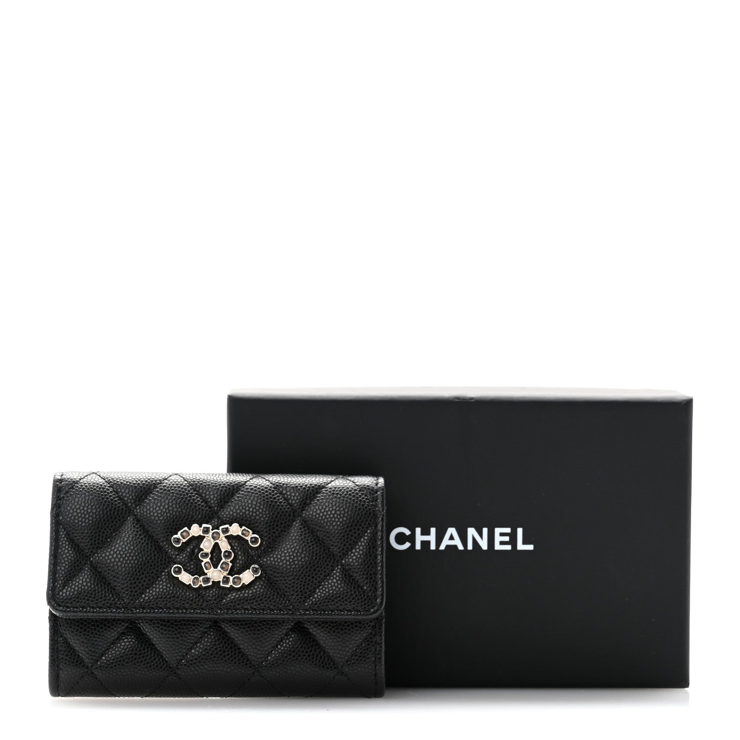 Chanel Shiny Caviar Enamel Quilted CC Flap Card Holder Black 11 of 11