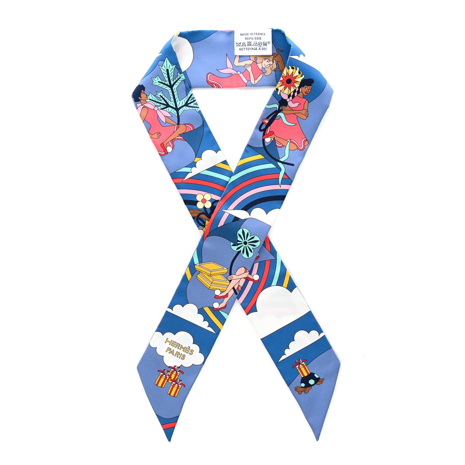 Hermes Silk Carres Volants Twilly Bleu Jaune Vif Multicolor 1 of 4