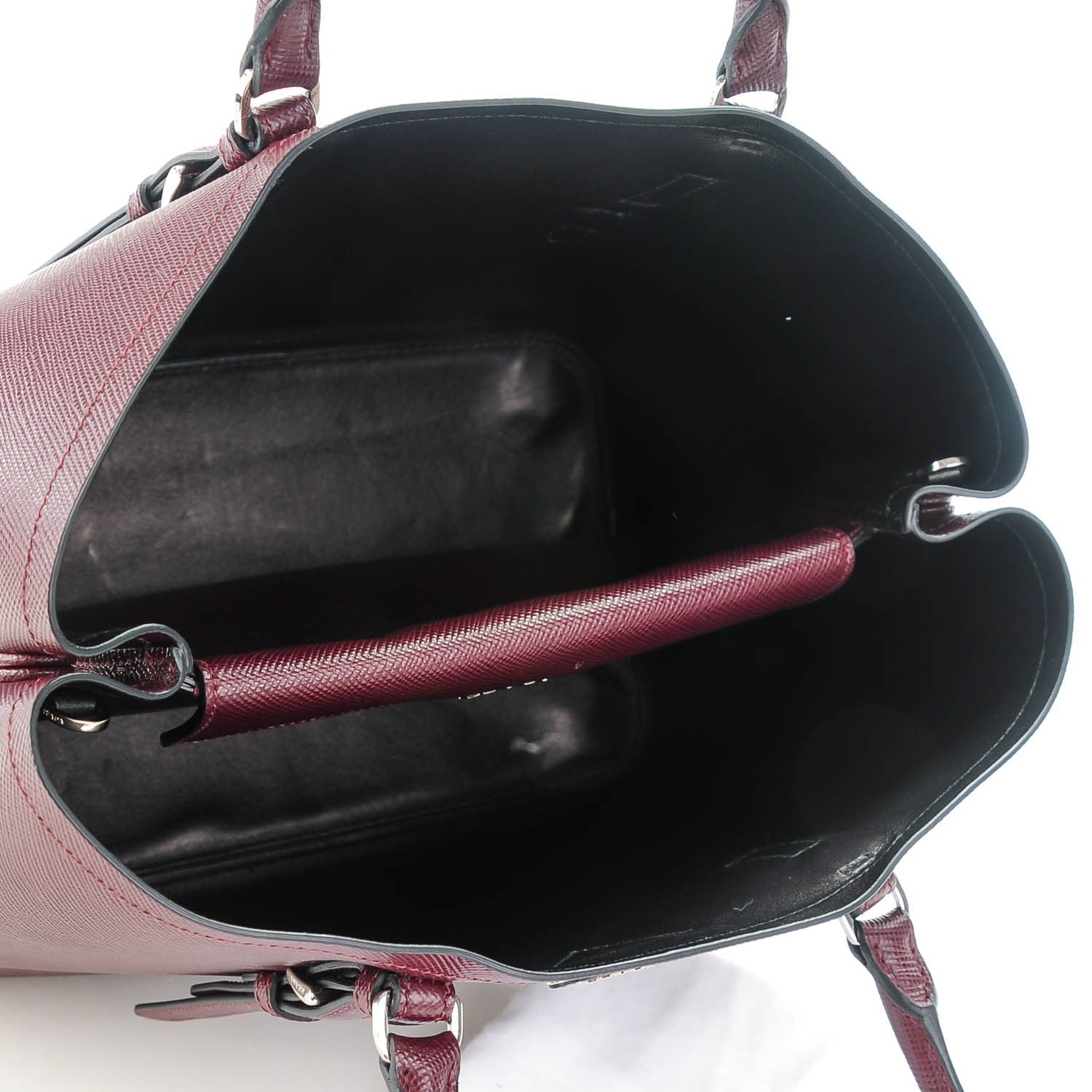 Prada Saffiano Cuir Medium Double Handle Tote Granato 5 of 7