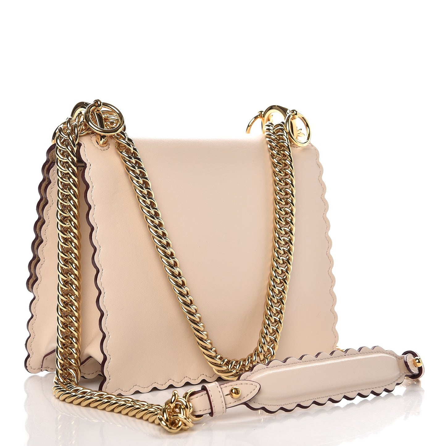 Vitello Liberty Scalloped Studded Small Kan I Shoulder Bag Camelia