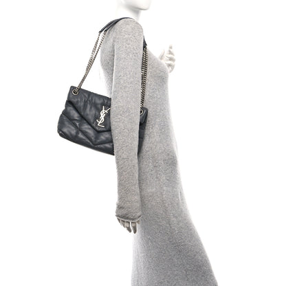 Saint Laurent Lambskin Quilted Small Loulou Puffer Monogram Chain Satchel Storm 2 of 11