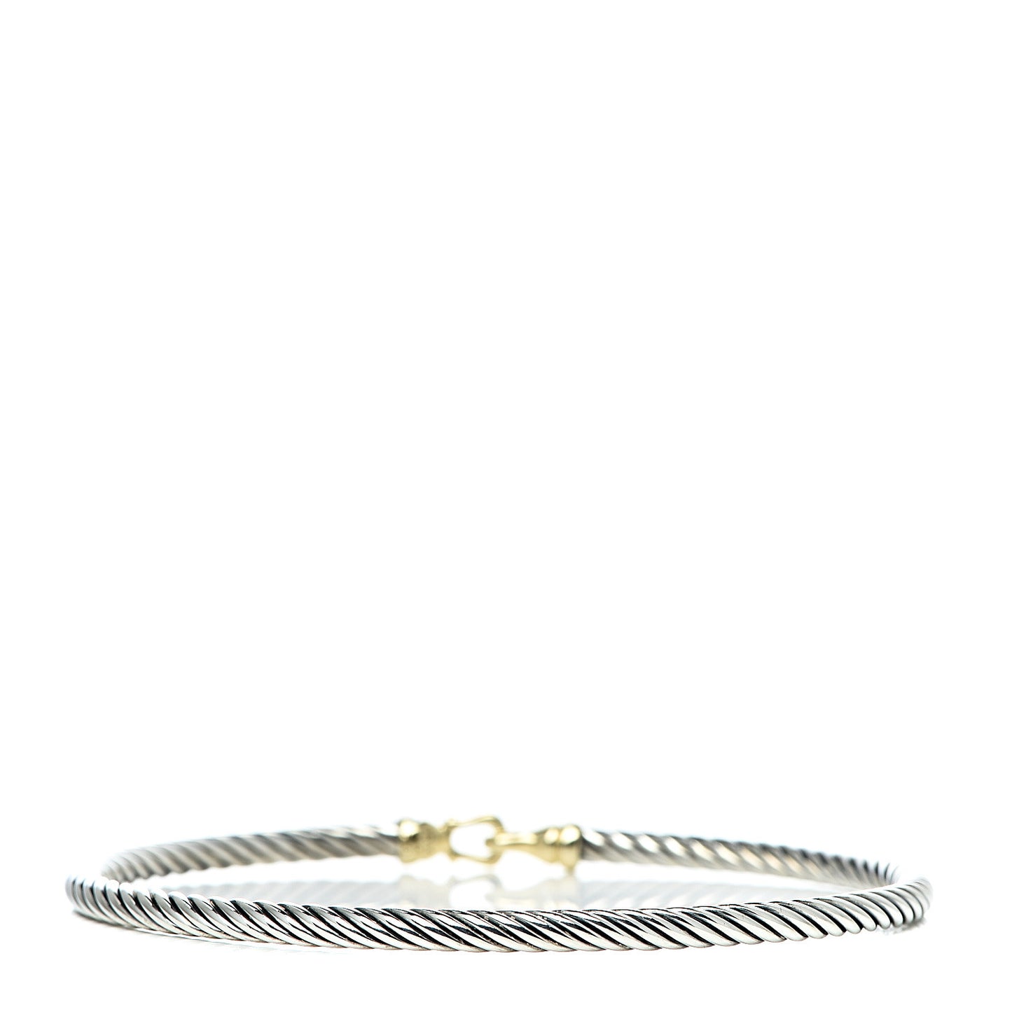 Sterling Silver 18K Yellow Gold 3mm Cable Buckle Bracelet