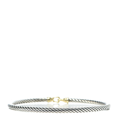 David Yurman Sterling Silver 18K Yellow Gold 3mm Cable Buckle Bracelet 3 of 4