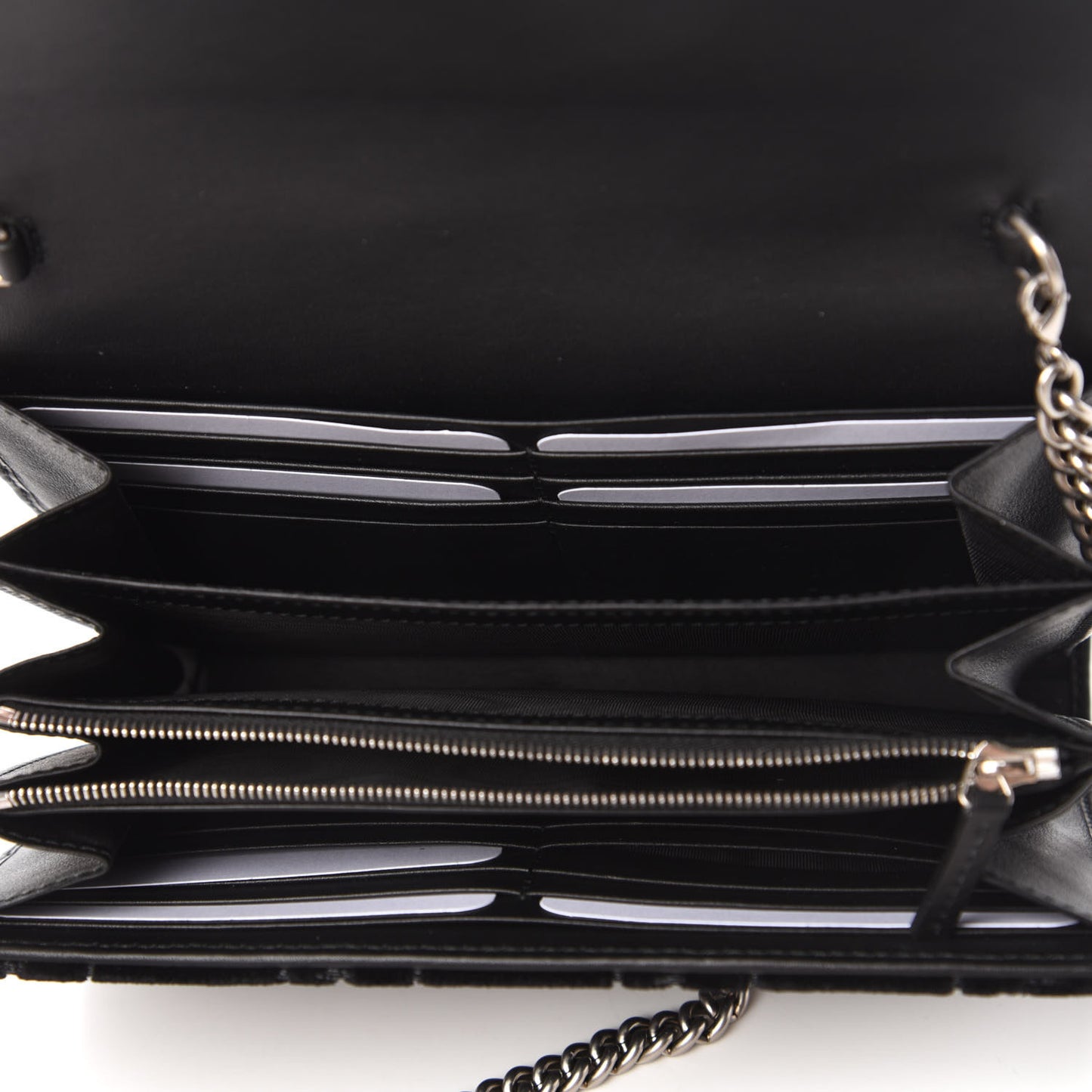 Velvet GG Monogram Mini Dionysus Chain Wallet Black