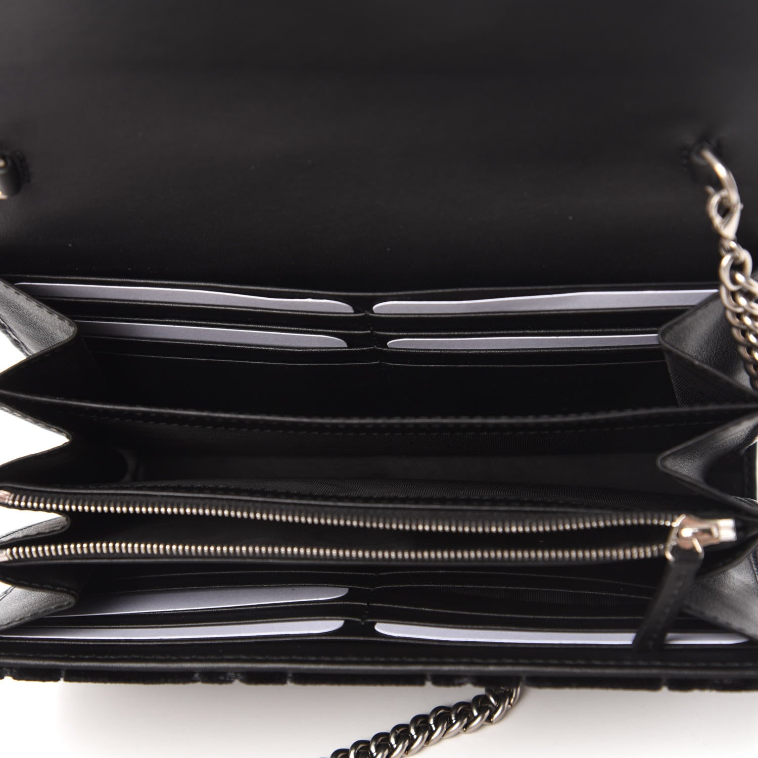 Gucci Velvet GG Monogram Mini Dionysus Chain Wallet Black 5 of 10