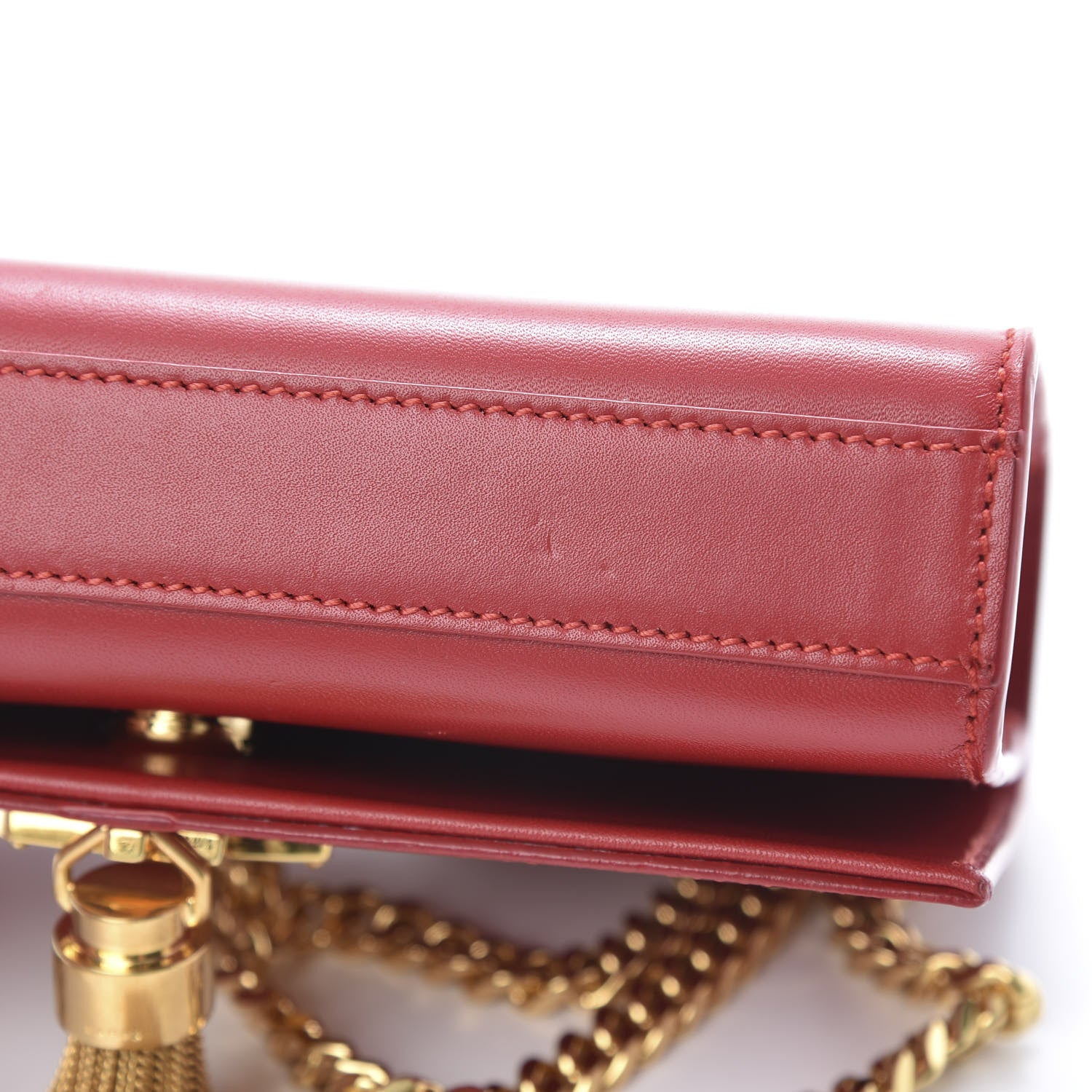 Saint Laurent Calfskin Small Classic Monogram Kate Tassel Satchel Red 11 of 12