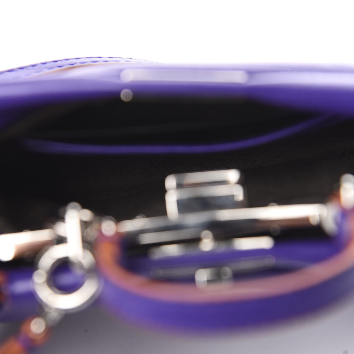 Shiny Nappa Waves Bi-Color Micro Peekaboo Iconic Satchel Purple Amber