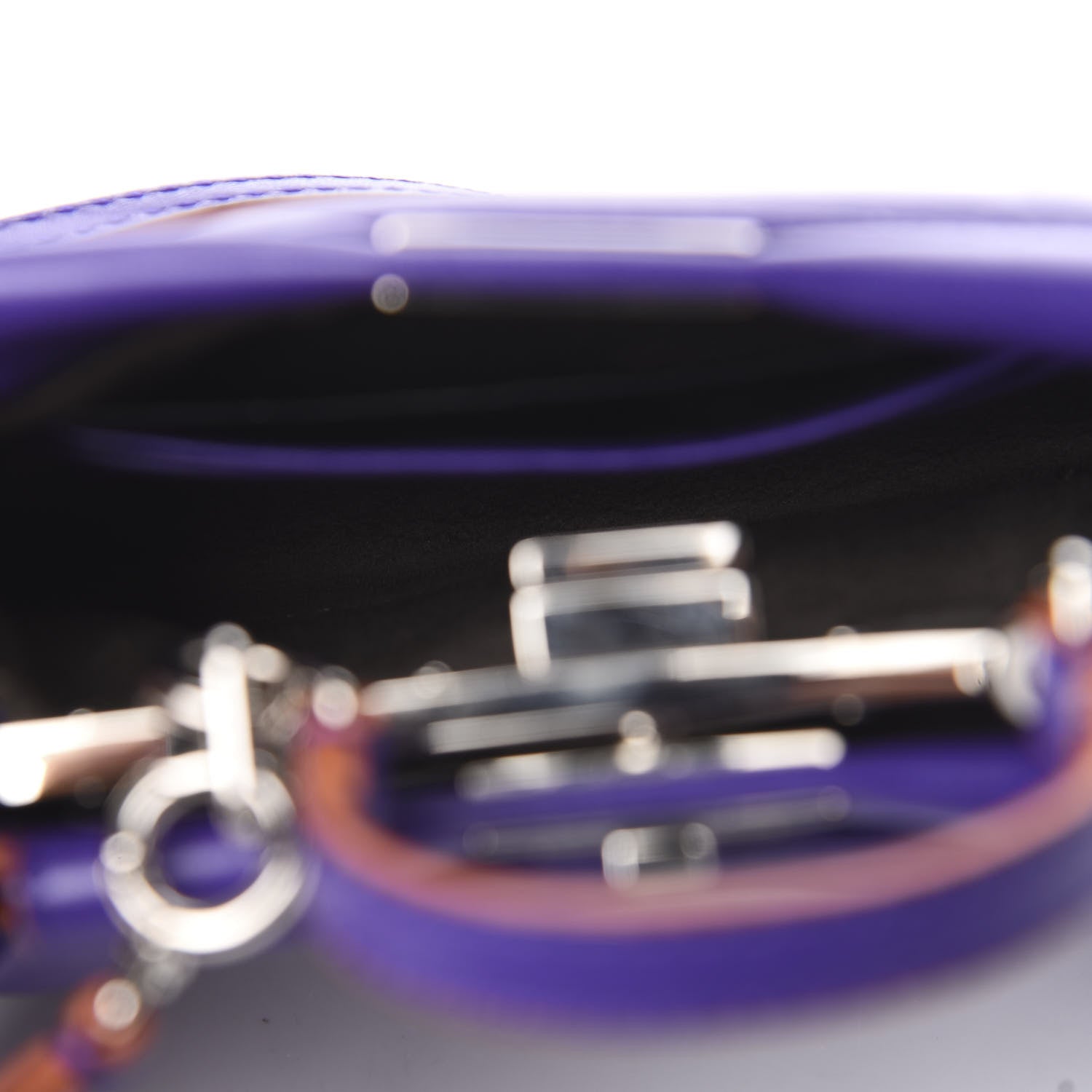 Fendi Shiny Nappa Waves Bi-Color Micro Peekaboo Iconic Satchel Purple Amber 5 of 11