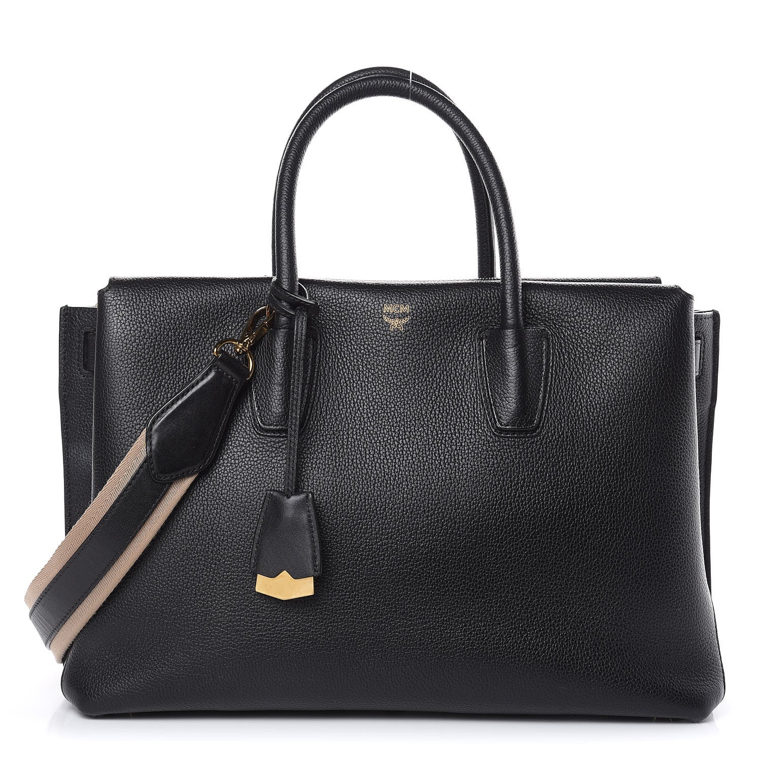 MCM Grained Calfskin Large Milla Tote Black 1 of 14