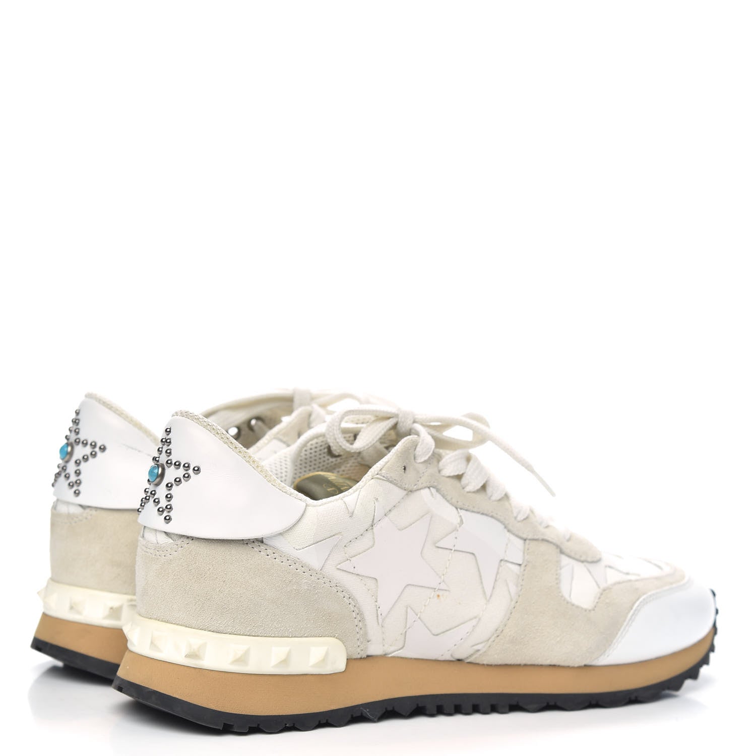 Valentino Garavani Fabric Suede Camustars Womens Rockrunner Sneakers 38 White 4 of 12