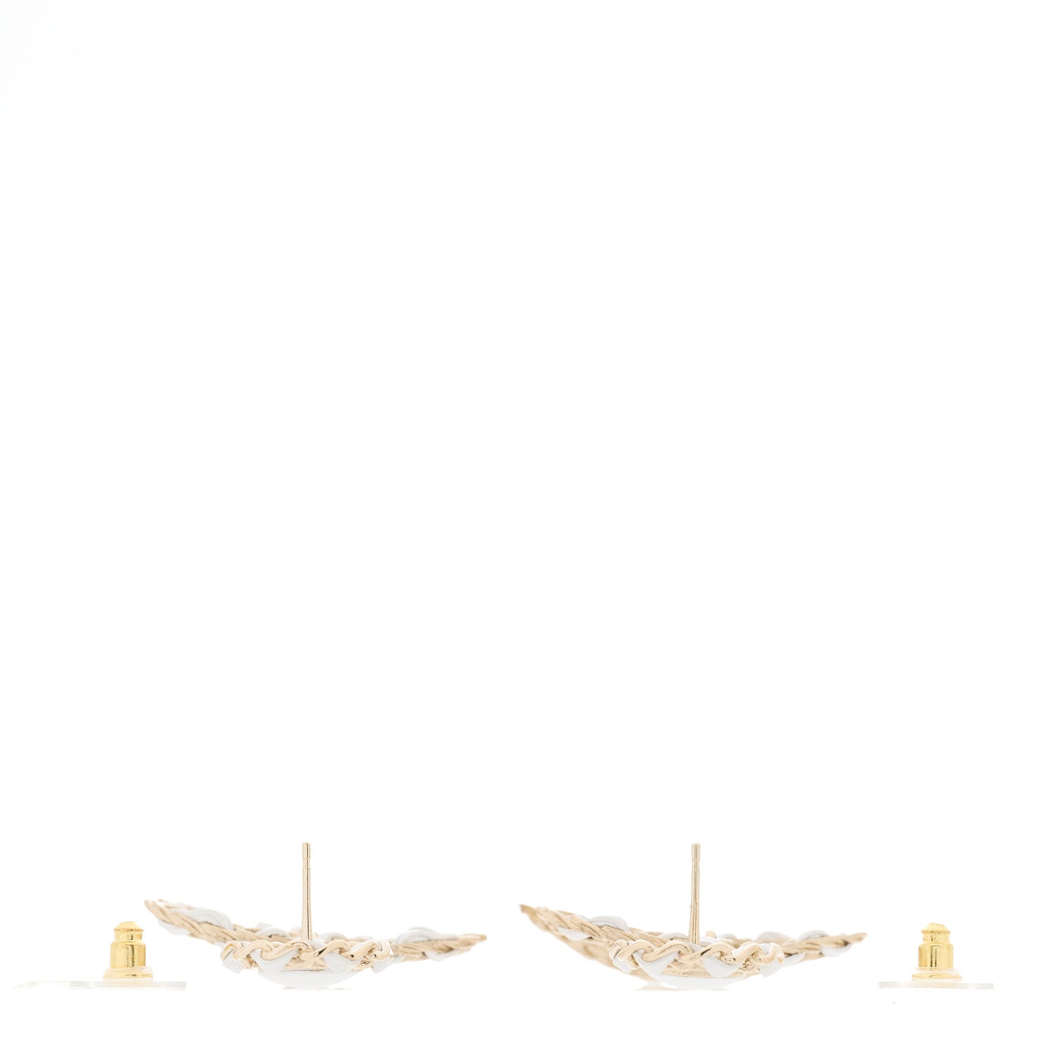 Chanel Lambskin Metal Chain CC Drop Earrings White Gold 2 of 3
