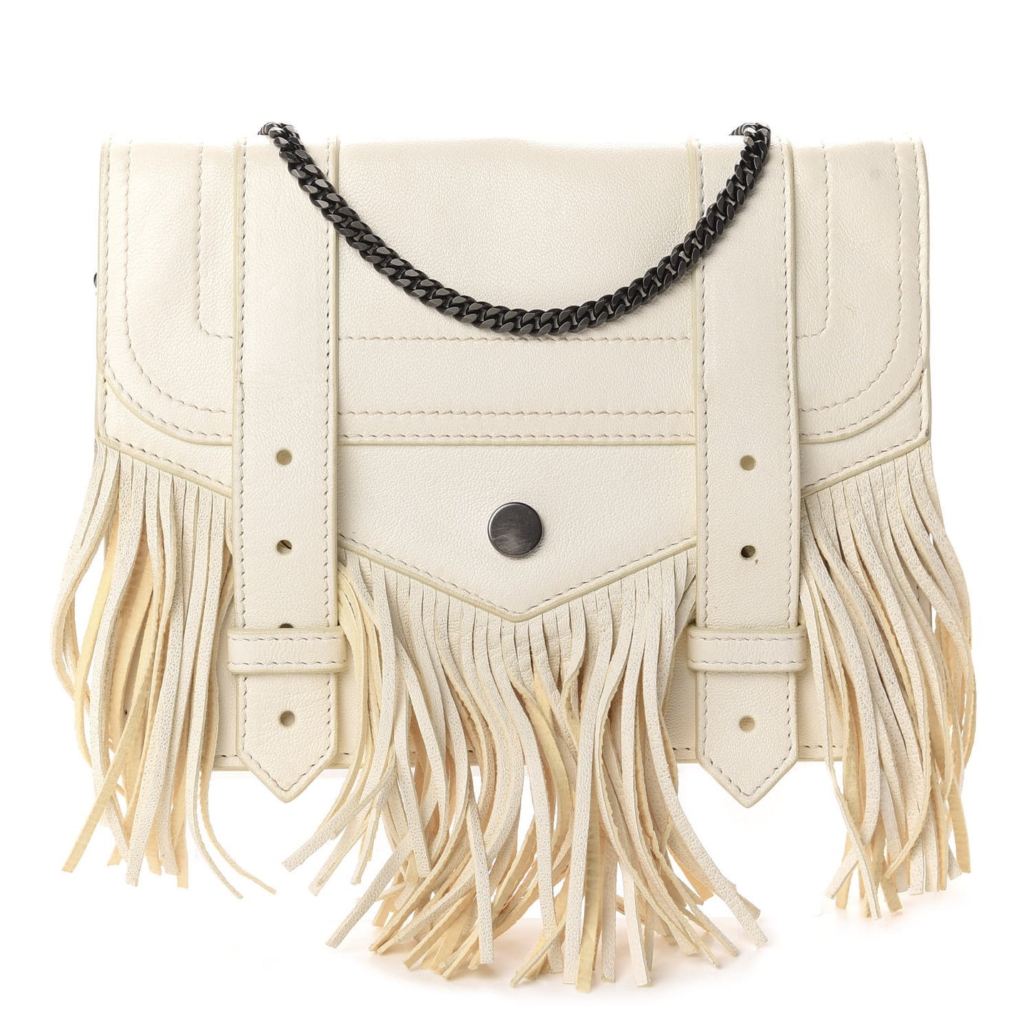 Lambskin Fringe PS1 Chain Wallet White