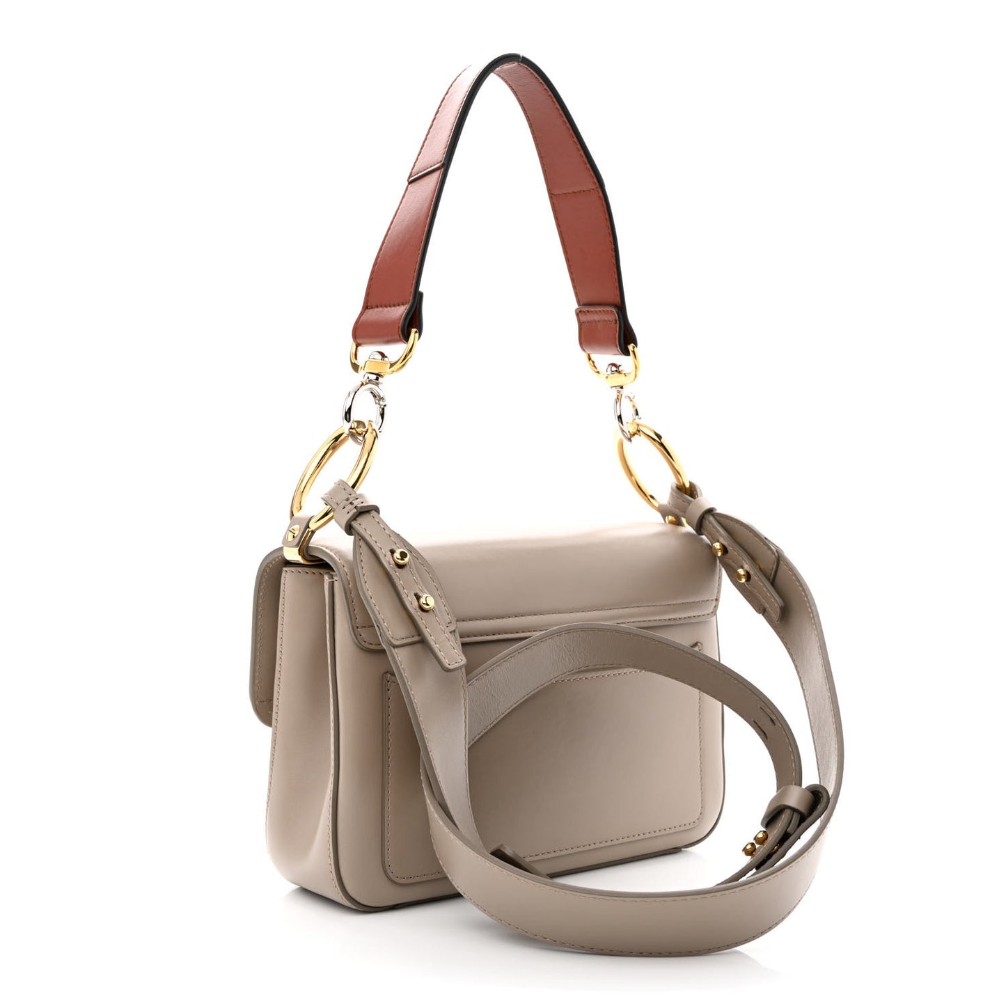 Shiny Calfskin Suede Small C Double Carry Bag Motty Grey