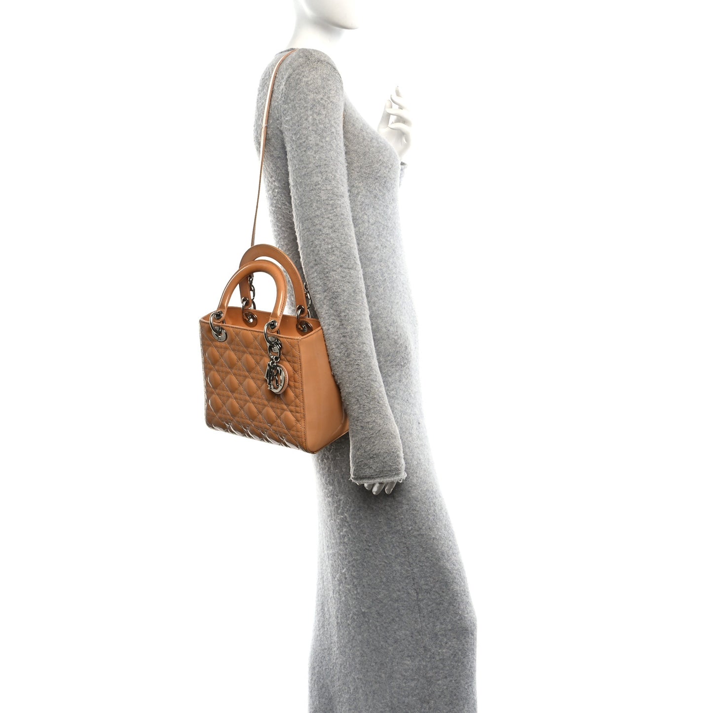 Patent Cannage Medium Lady Dior Rose Clair